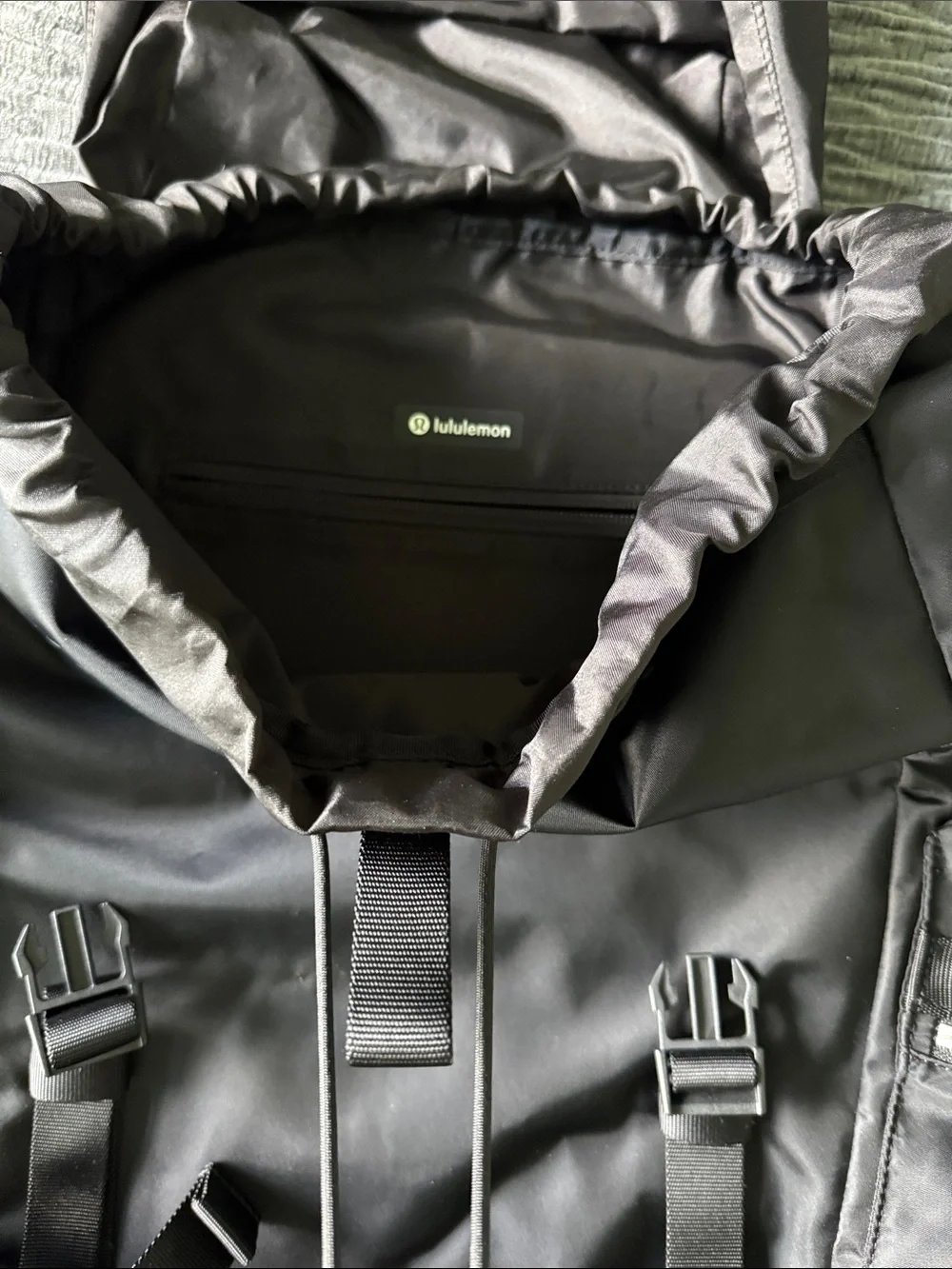 lululemon athletica Black Roll-Top Backpack with Front Flap